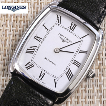1970年代頃　ロンジン　自動巻き　ホワイトローマンダイヤル　レクタングラー型　メンズ