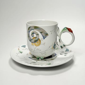 f65 1円〜 美品 Meissen マイセン ウサギ 兎文 ザビーネ・バックス コーヒーカップ＆ソーサー セット 2000 06/50