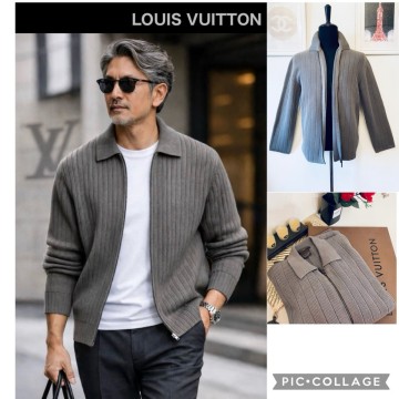 即決38万最高級LOUIS VUITTONフルジップスブルゾン グレージュ サイズL 春先最強 最高級セレブご用達のルイヴィトン大変贅沢な逸品 極上物