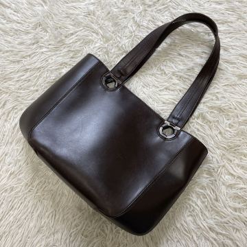 希少 フェラガモ ガンチーニ トートバッグ レザー ブラウン レディース Salvatore Ferragamo 肩掛け イタリア製