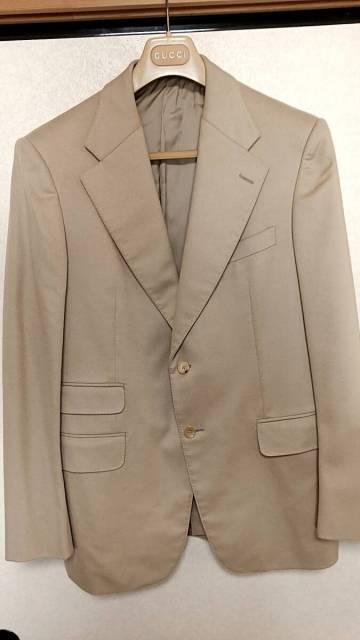【1円スタート】GUCCI　グッチ　カシミアジャケット　オフホワイト　ほぼ未使用　52サイズ　※訳アリ