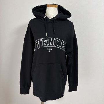 【極美品】GIVENCHY ジバンシー ロゴ刺繍 プルオーバー パーカー オーバーフィット size XS ブラック メンズ