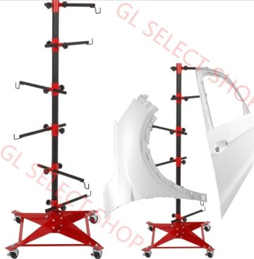 調整可能なセンターポスト付きオートパネルツリーペイントスタンドホルダー、6つの調整可能なフック/4つのホイール付きの頑丈な車 （A400)