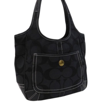 1円■コーチ ワンショルダー 11292 ブラック系 キャンバスレザー シグネチャー COACH ■E.Bmm.pS-02