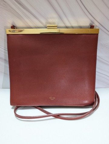 CELINE clasp mini クラスプ ミニ ショルダー バッグ フィービーファイロ期 美品 本革 ショルダーバッグ レザー　レッド/1円〜