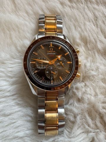 1円スタート　美品　オメガ　OMEGA スピードマスター ブロードアロー 1957 コーアクシャル ブラウン メンズ 時計 自動巻き