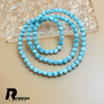 【限定1個】EU製★ROBEAN・ドミニカ共和国産のラリマー★3本巻きブレス パワーストーン 天然石 開運 金運 約5.7-6mm K0730118
