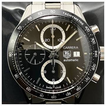 付属品、ベルト2種付き☆OH済み極美品のタグホイヤー時計・カレラ・CV2010-0・ブラック☆キャリバー16☆