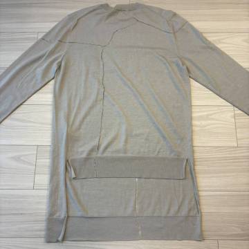 21『極美品・現行タグ』 DIOR ディオール メンズ ウール シルク ニット セーター ビッグロゴ ひび割れ加工 グレー系 M相当