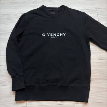 1『現行タグ・最高峰』 GIVENCHY ジバンシィ ジバンシー メンズ リバースロゴ ダメージ加工 スウェット トレーナー ブラック M相当