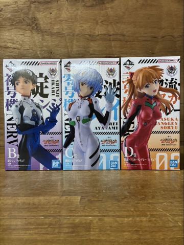 未開封品 新世紀エヴァンゲリオン 一番くじ 碇シンジ 綾波レイ アスカ・ラングレー フィギュア B賞 C賞 D賞 まとめ 3体 30th anniversary