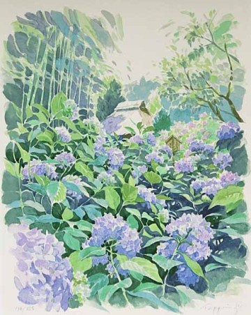 ■笹倉鉄平 【あじさい寺】 シルクスクリーン 直筆サイン エディション有り