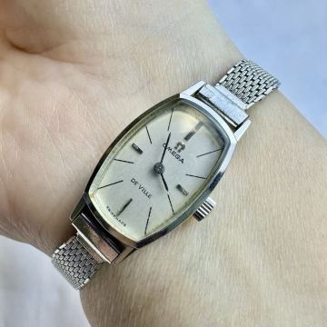 稼働　オメガ デビル　シルバー文字盤　手巻き時計　レディース 腕時計 OMEGA