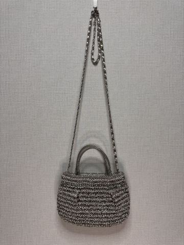 1円 ANTEPRIMA アンテプリマ ワイヤーバッグ チェーンショルダーバッグ トートバッグ サテン リボン ショルダーバッグ シルバー グレー 