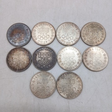 【AF-15】日本古銭　1000円銀貨　10枚おまとめ　総重量200.1ｇ　1000円&times;10枚　東京オリンピック　五輪　記念硬貨　コレクション　現状品　