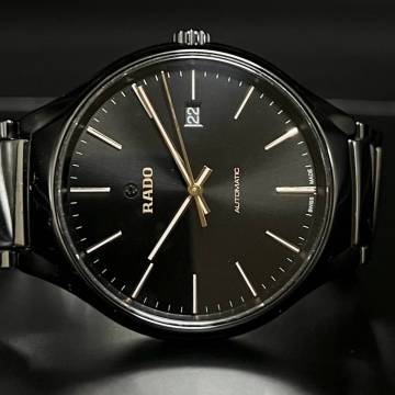 1円～ 正規動作品 ラドー トゥルー Ref.763.0056.3 ブラックセラミック 自動巻き 腕時計