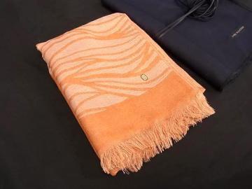 1円 ■極美品■ HARRY WINSTON ハリーウィンストン カシミヤ70％&times;シルク30％ フリンジ マフラー 防寒具 レディース オレンジ系 FT8185