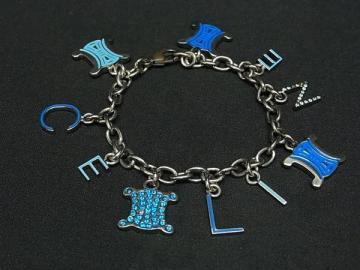 1円 CELINE セリーヌ マカダム ラインストーン ブレスレット アクセサリー レディース シルバー系 FT8382