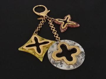 1円 ■美品■ LOUIS VUITTON ルイヴィトン M66884 ビジューサック アンソレンス キーホルダー キーリング チャーム ゴールド系 FT9109