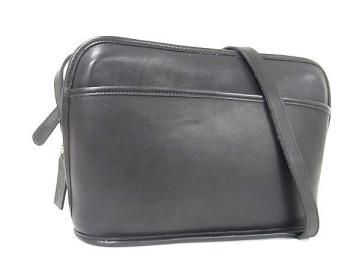 1円 COACH オールドコーチ ヴィンテージ USA アメリカ製 レザー クロスボディ ショルダーバッグ 斜め掛けかばん ブラック系 BS2508