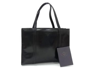 1円 ■美品■ PRADA プラダ パテントレザー ハンドバッグ トートバッグ レディース ブラック系 BN9168