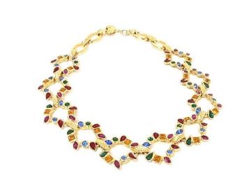 1円 ■美品■ YVESSAINTLAURENT イヴサンローラン カラーストーン ネックレス ペンダント アクセサリー レディース ゴールド系 GA8846