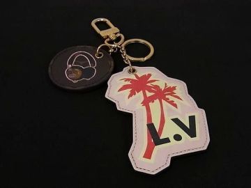 1円 ■美品■ LOUIS VUITTON ルイヴィトン キーホルダー バッグチャーム キーチャーム レディース ブラウン系&times;ライトピンク系 FT9329