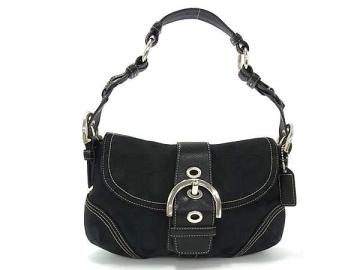 1円 ■美品■ COACH コーチ 6171 シグネチャー キャンバス ワンショルダーバッグ ハンドバッグ 肩掛け レディース ブラック系 FZ0064