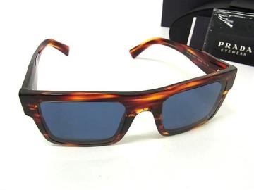1円 ■新品同様■ PRADA プラダ SPR 19W べっ甲調 サングラス メガネ 眼鏡 メンズ レディース ダークブラウン系 FW2250
