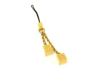 1円 ■美品■ LOUIS VUITTON ルイヴィトン M65555 アクセソワールテレフォンヌキューブ ストラップ キーホルダー ゴールド系 BS3748
