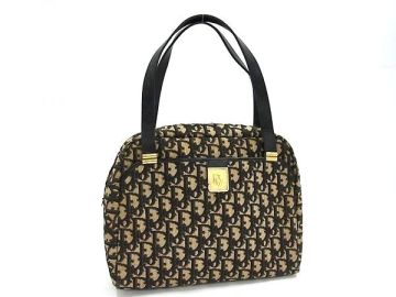 1円 ChristianDior クリスチャンディオール トロッター キャンバス ハンドバッグ トート ショルダー 肩掛け レディース ブラウン系 HA0094