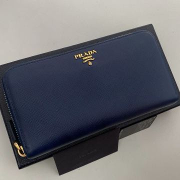 【ほぼ極美品】箱付き！　PRADA　プラダ　男女兼用　本革　サフィアーノ　レザー　ラウンドファスナー長財布　ロングウォレット　807