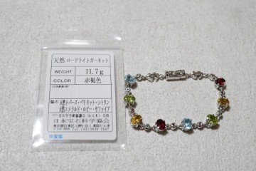 713 天然ルビー サファイア エメラルドなど ブレスレット ヴィンテージ アクセサリー SILVER 925刻印 天然石 宝石 色石 ソーティング付き