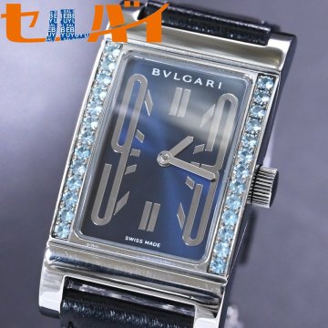 本物 美品 ブルガリ 極希少 RT39 純正ブルートパーズ レッタンゴロ 宝飾腕時計 ハイジュエリーウォッチ BVLGARI Rettangolo