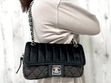 CHANEL シャネル スポーツライン ハラコ ココマーク シール有 チェーンショルダー バッグ ハンドバッグ レザー&times;キャンバス 黒 2WAY 95600