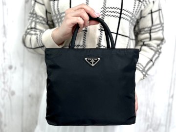 極美品 PRADA プラダ テスート ハンドバッグ バッグ ナイロン 黒 96855