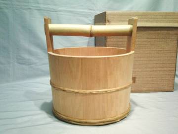 △茶道具「水張桶」段ボール箱△木工芸品　木竹工芸品 花器