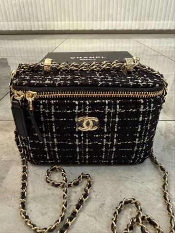 CHANEL シャネル　ヴァニティ　トップハンドル　キャンバス　チェーンバッグ　ノベルティ