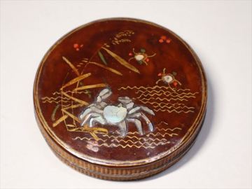 ★時代唐物青貝入蟹文香合 中国明代 茶道具