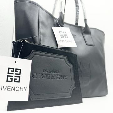 1円〜 新品未使用 GIVENCHY ジバンシー ジバンシィ メンズ トートバッグ ビジネス ショルダー ハンド ポーチ付き ブラック 黒 A4収納 通勤