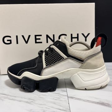 美品 GIVENCHY ジバンシィ ジバンシー JAW レザー ネオプレン メッシュ バイカラー メンズ スニーカー シューズ 靴 メンズ 黒白 26.0cm相当