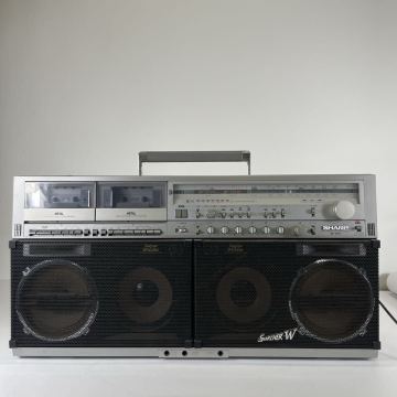 Y302 SHARP THE SEARCHER-W GF-909 シャープ ザ・サーチャーW 大型ラジカセ ラジカセ Wカセットラジカセ 通電確認済み 動作未確認 現状品