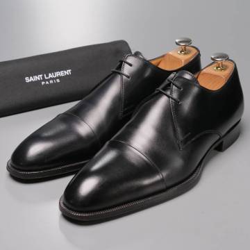 MI8280//イタリア製*イヴサンローラン リヴゴーシュ*メンズ41/ストレートチップ/キャップトゥ/レザーシューズ/革靴/黒/ブラック