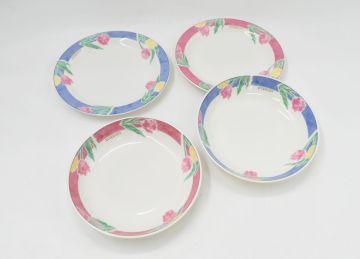 (1383M 0312H9) 1円～ 美品 GIVENCHY ジバンシイ Yamaka ヤマカ 皿 4枚セット 花柄 チューリップ プレート 大皿 カレー皿 パスタ皿