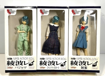 マーミット 中古フィギュア3体 新世紀エヴァンゲリオン 綾波レイ(制服、ジャンパースカート、パジャマ) 痛みあり、古いためジャンク扱い