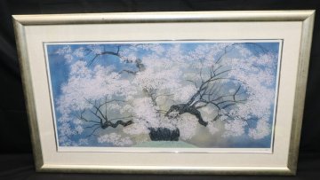 【江】限定 9/200 中島千波『醍醐の桜』シルクスクリーン サイン 約66.5㎝&times;109㎝ 古美術品(額装アート)XZ1259 OTDBkjfo LTABncvs
