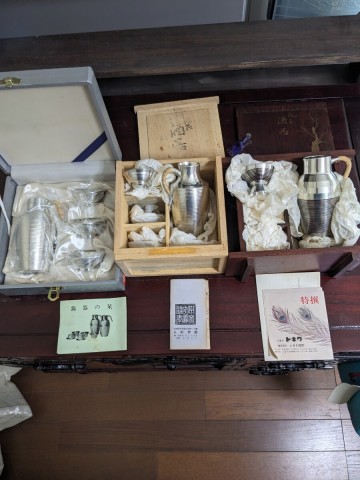 錫製 酒器セット 徳利 盃 盃洗 3セット まとめ売り 未使用品