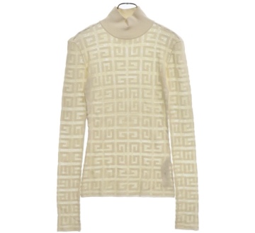 GIVENCHY ジバンシィ 23AW 4G Jacquard Sweater ジャガード　シアー　タートルネックニット ホワイト　