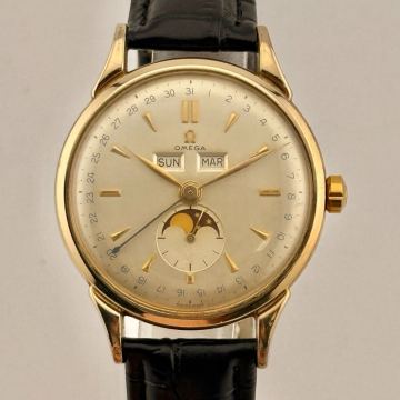 希少■オメガ ムーンフェイズ トリプルカレンダー 2486-2ヴィンテージ 手巻き時計 Cal.381 ゴールドケース デイデイト 