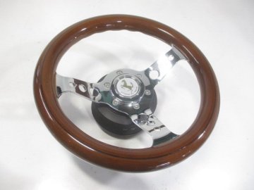 社外 ウッド ステアリング 29&phi; タント L375Sボス、エアバッグキャンセラー付き 中古